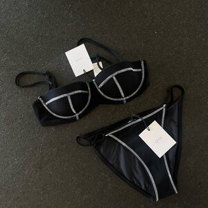Onia Underwire Black White Stitched Bikini Swim Top and Botton Size S
